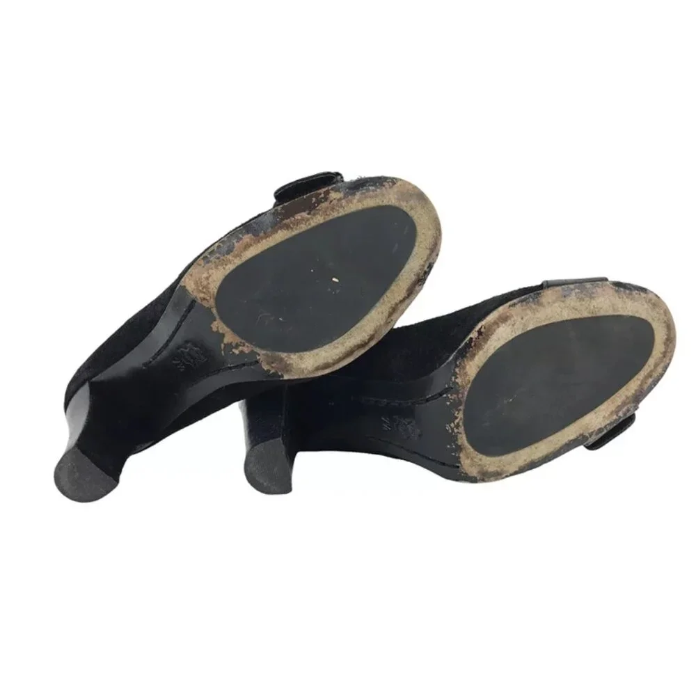 Michael Kors Womens Black Vero Cuoio Slip On Cone Pump Heel Size US‎ 7.5